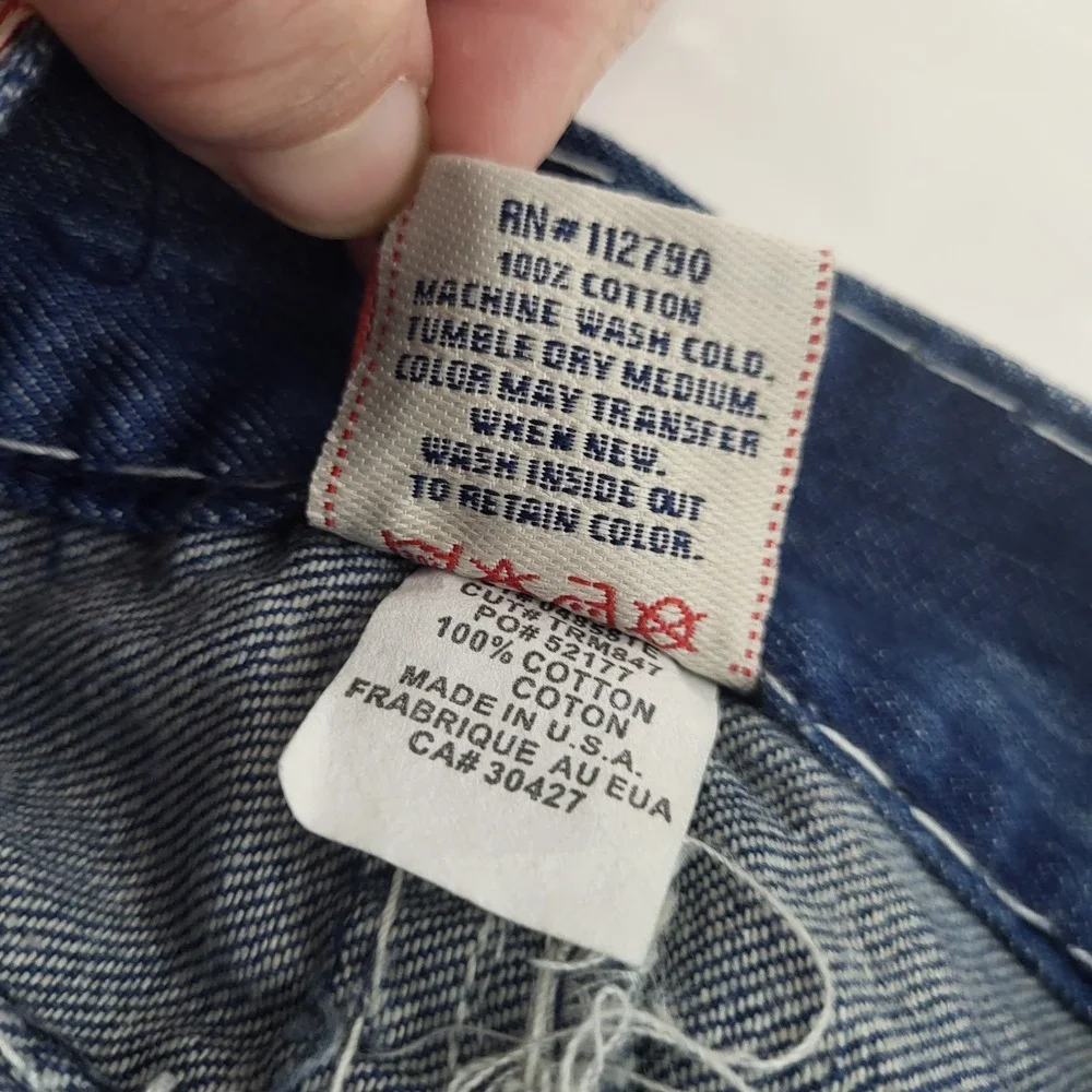 True Religion Joey Super T Flare Men's 36x31 Jeans Dark Wash White Stitch USA